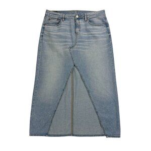 American Eagle Dreamy Drape Low-Rise Denim Maxi Skirt – Size 10